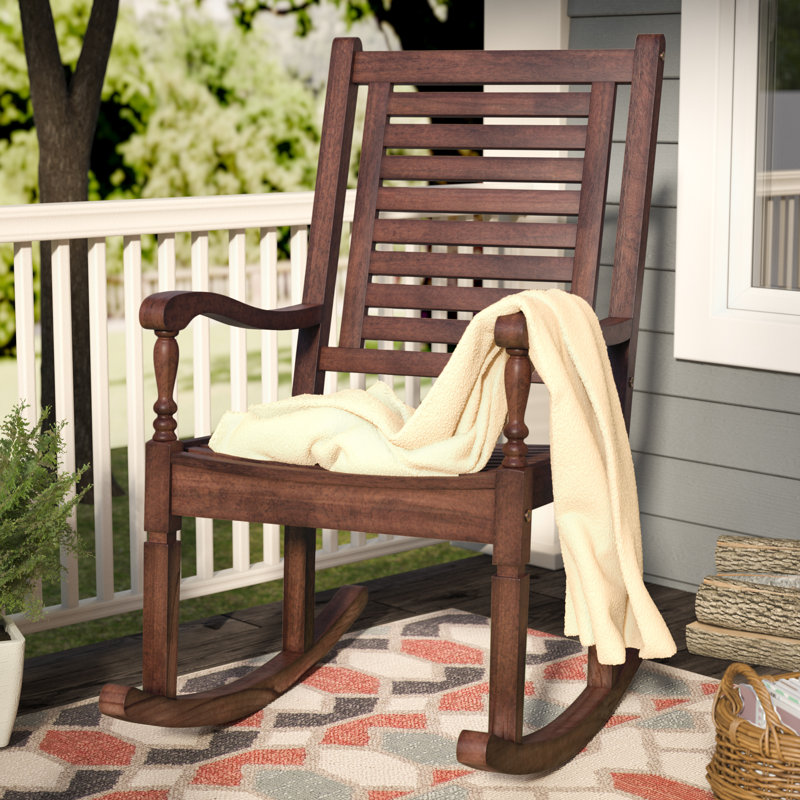 Three Posts Jarrard Solid Acacia Wood Patio Rocking Chair & Reviews